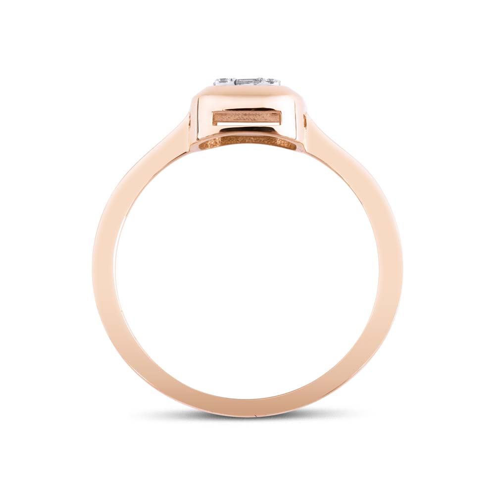 0.15 Karat Rose Altın Baget Pırlanta Yüzük