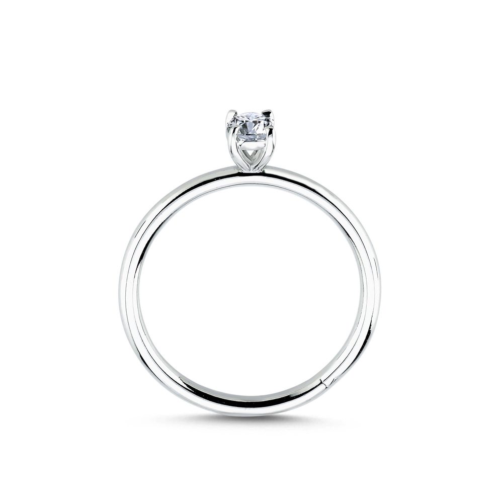 0.40 Karat Oval Pırlanta İnce Halkalı Tektaş Yüzük | E Renk | HRD