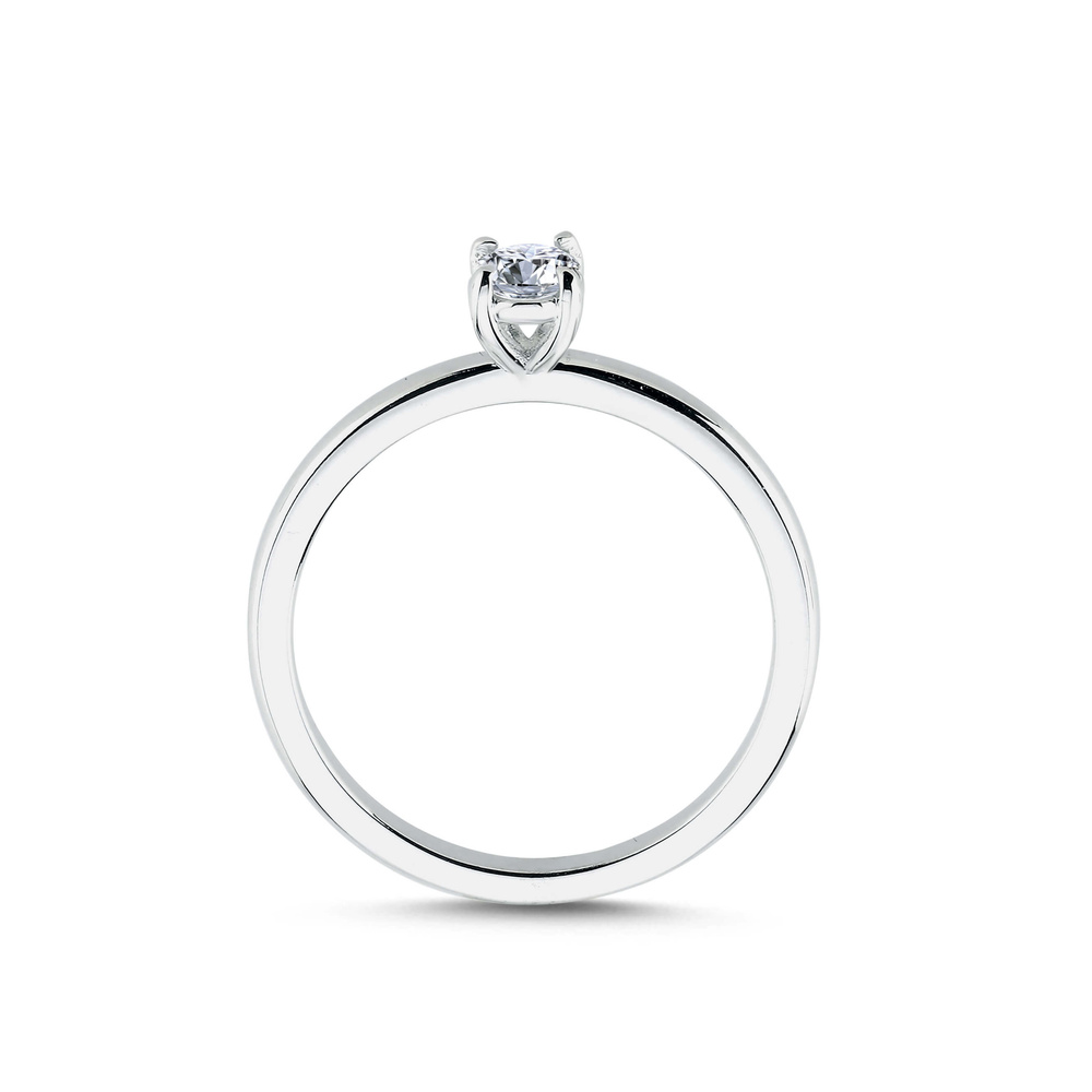 0.40 Karat Oval Pırlanta Minimal Tektaş Yüzük | D Renk | HRD