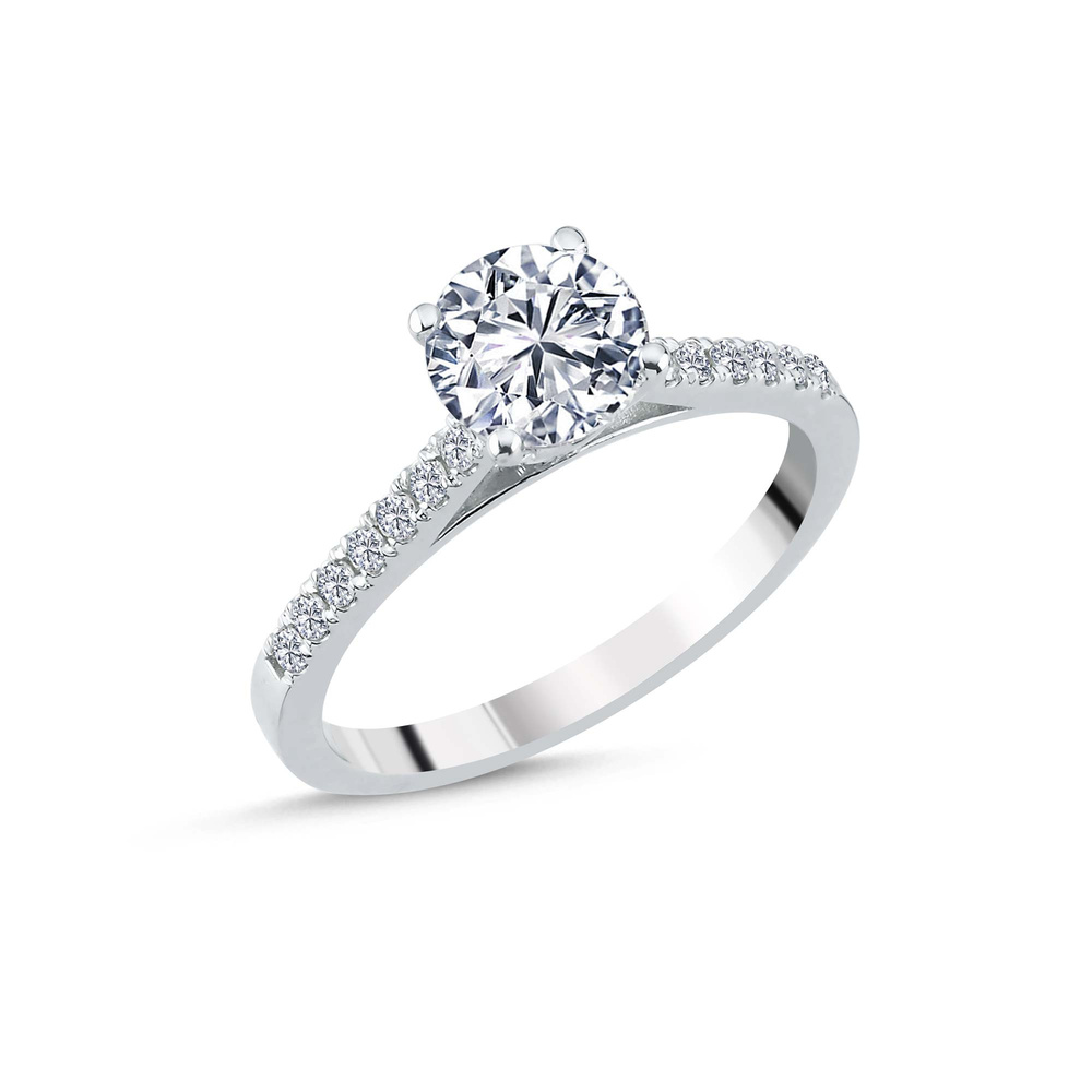 1.16 ct D - VS Pırlanta Yan Taşlı İnce Tırnak Tektaş Yüzük | GIA