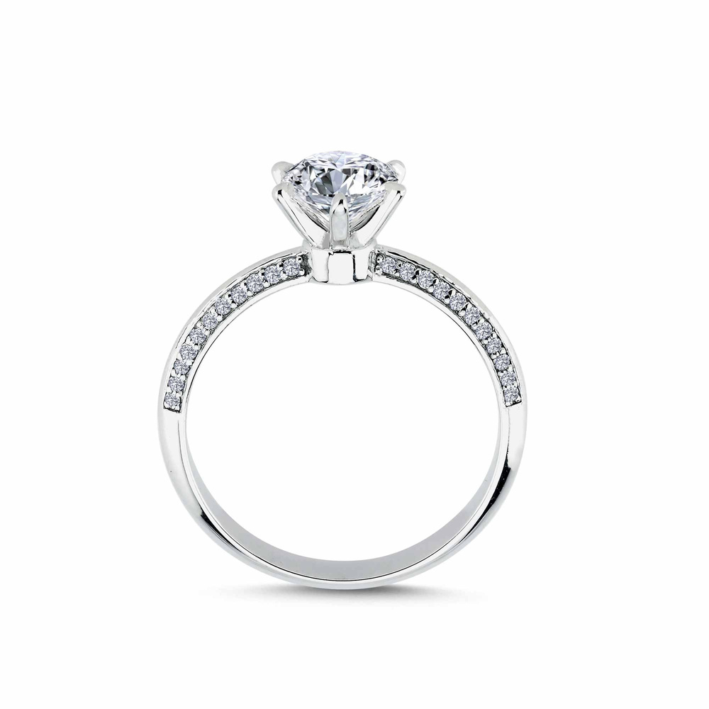 1.16 ct D - VS Pırlanta Yan Taşlı 6 Tırnak Tektaş Yüzük | GIA
