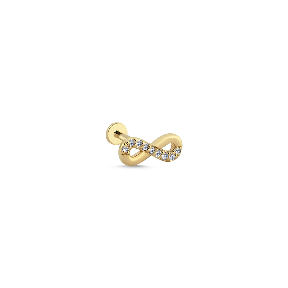 14 Ayar Altın Pırlanta Sonsuzluk Tragus Piercing Küpe