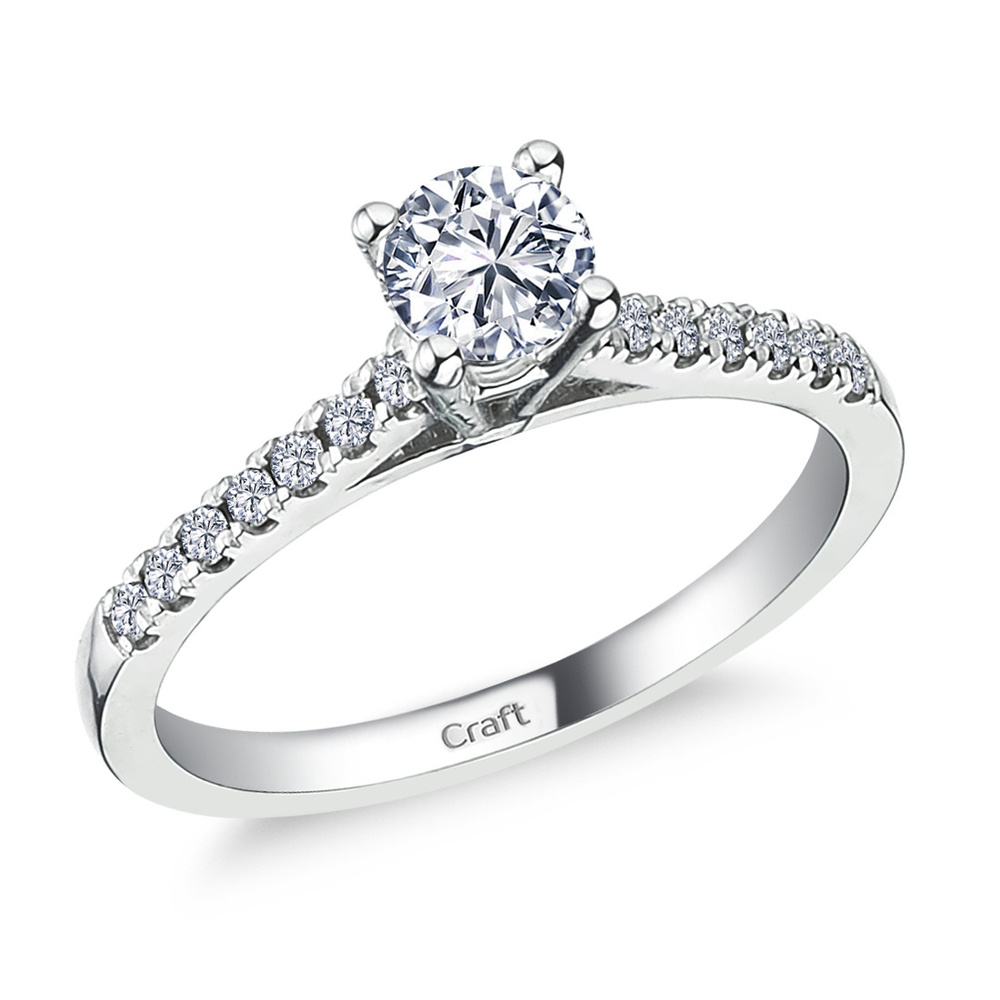 0.66 ct Pırlanta Yan Taşlı İnce Tırnak Tektaş Yüzük | D Renk HRD