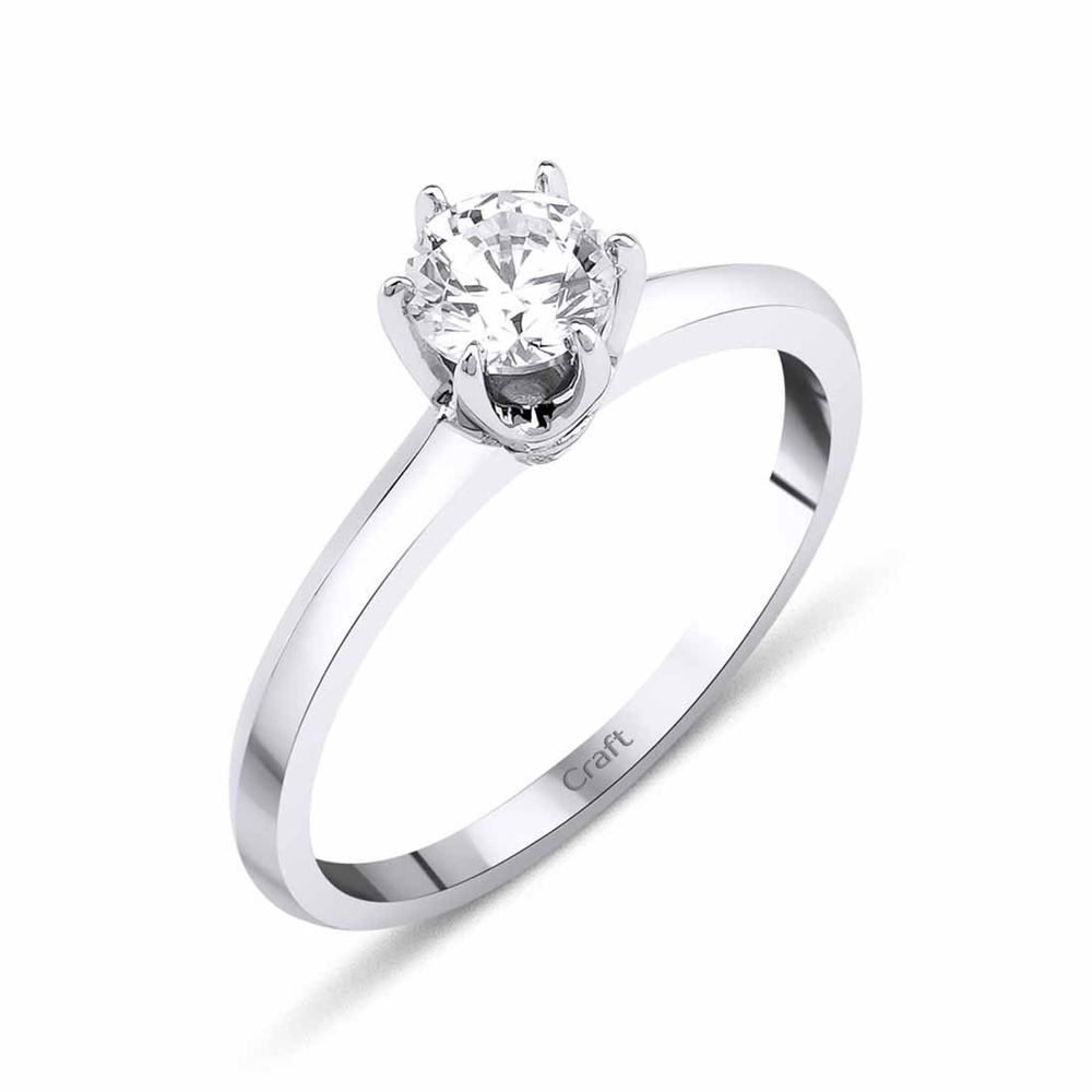 0.50 Karat Pırlanta 6 Tırnak Tektaş Yüzük | F Renk | HRD