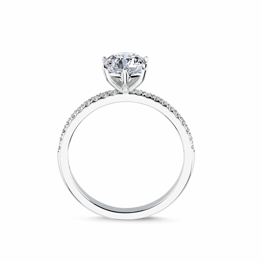 1.16 ct Pırlanta Yan Taşlı Altı Tırnak Tektaş Yüzük | F Renk HRD