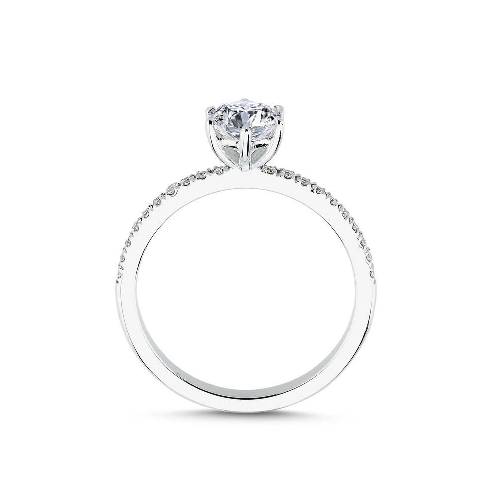 0.86 ct Pırlanta Yan Taşlı Altı Tırnak Tektaş Yüzük | G Renk HRD