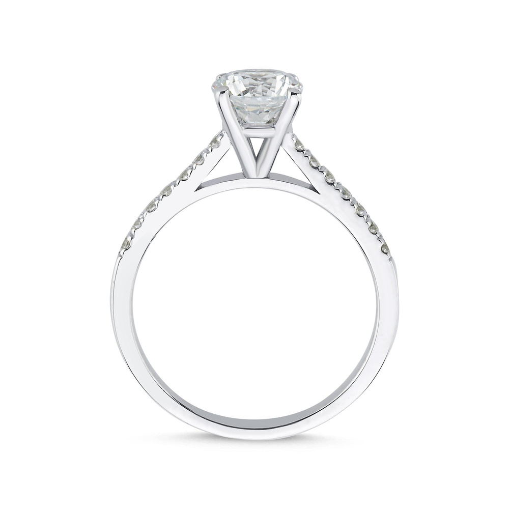 1.16 ct Pırlanta Yan Taşlı İnce Tırnak Tektaş Yüzük | G Renk HRD