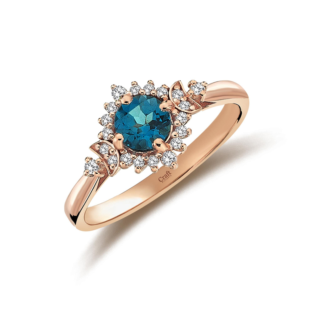 London Blue Topaz ve Pırlanta Vintage Yüzük