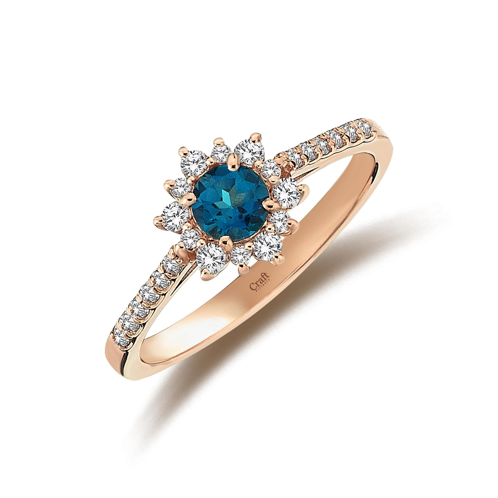 London Blue Topaz ve Pırlanta Vintage Yüzük