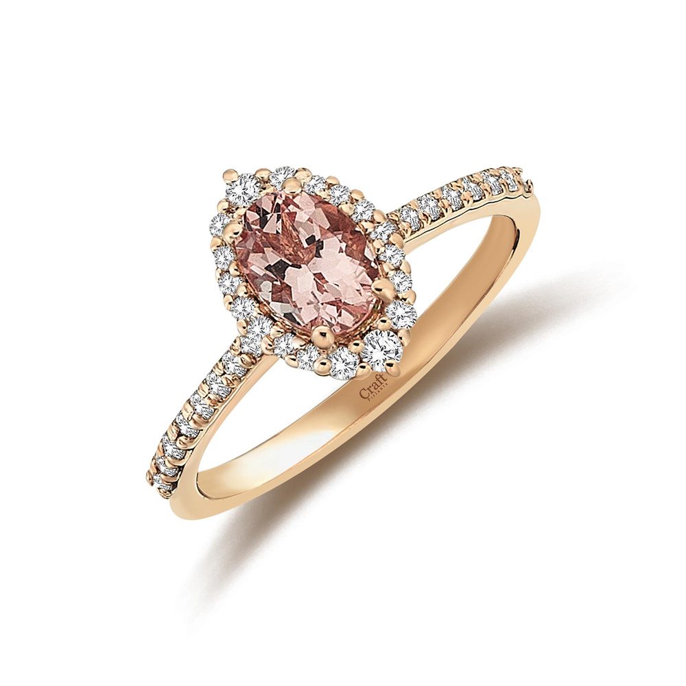 Oval Morganite ve Pırlanta Vintage Yüzük