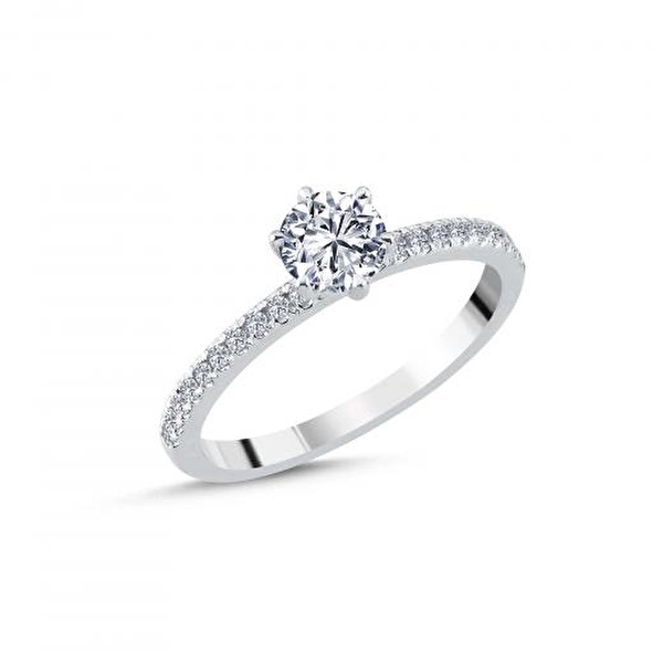 0.66 ct D - VS Pırlanta Yan Taşlı Altı Tırnak Tektaş Yüzük | GIA