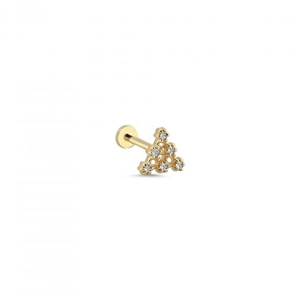 14 Ayar Altın Pırlanta Üçgen Tragus Piercing Küpe