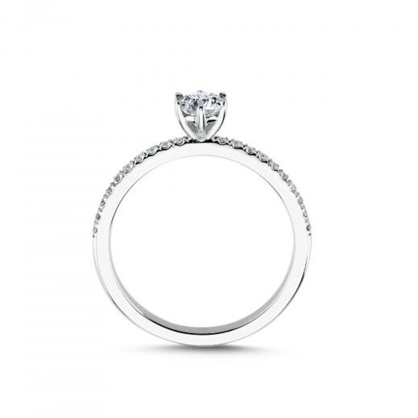 0.46 ct Pırlanta Yan Taşlı Altı Tırnak Tektaş Yüzük | D Renk HRD hover