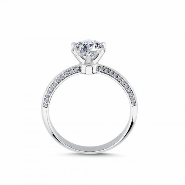 1.16 ct Pırlanta Yan Taşlı 6 Tırnak Tektaş Yüzük | E Renk | HRD hover