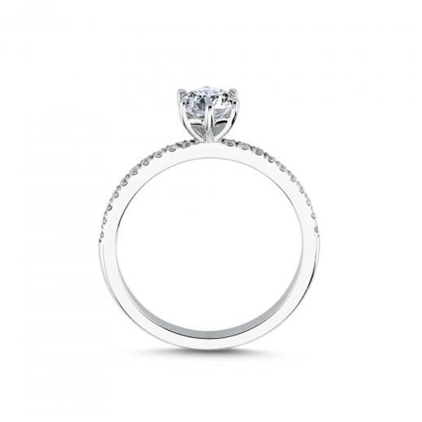0.66 ct Pırlanta Yan Taşlı Altı Tırnak Tektaş Yüzük | F Renk HRD hover