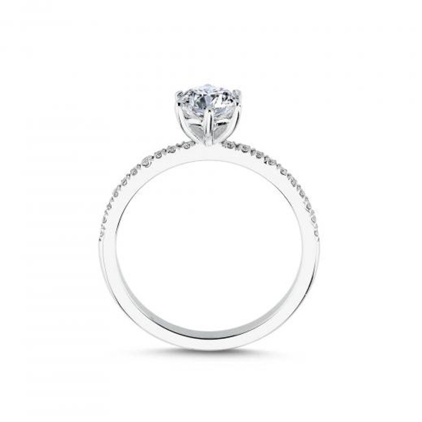 0.86 ct Pırlanta Yan Taşlı Altı Tırnak Tektaş Yüzük | F Renk HRD hover