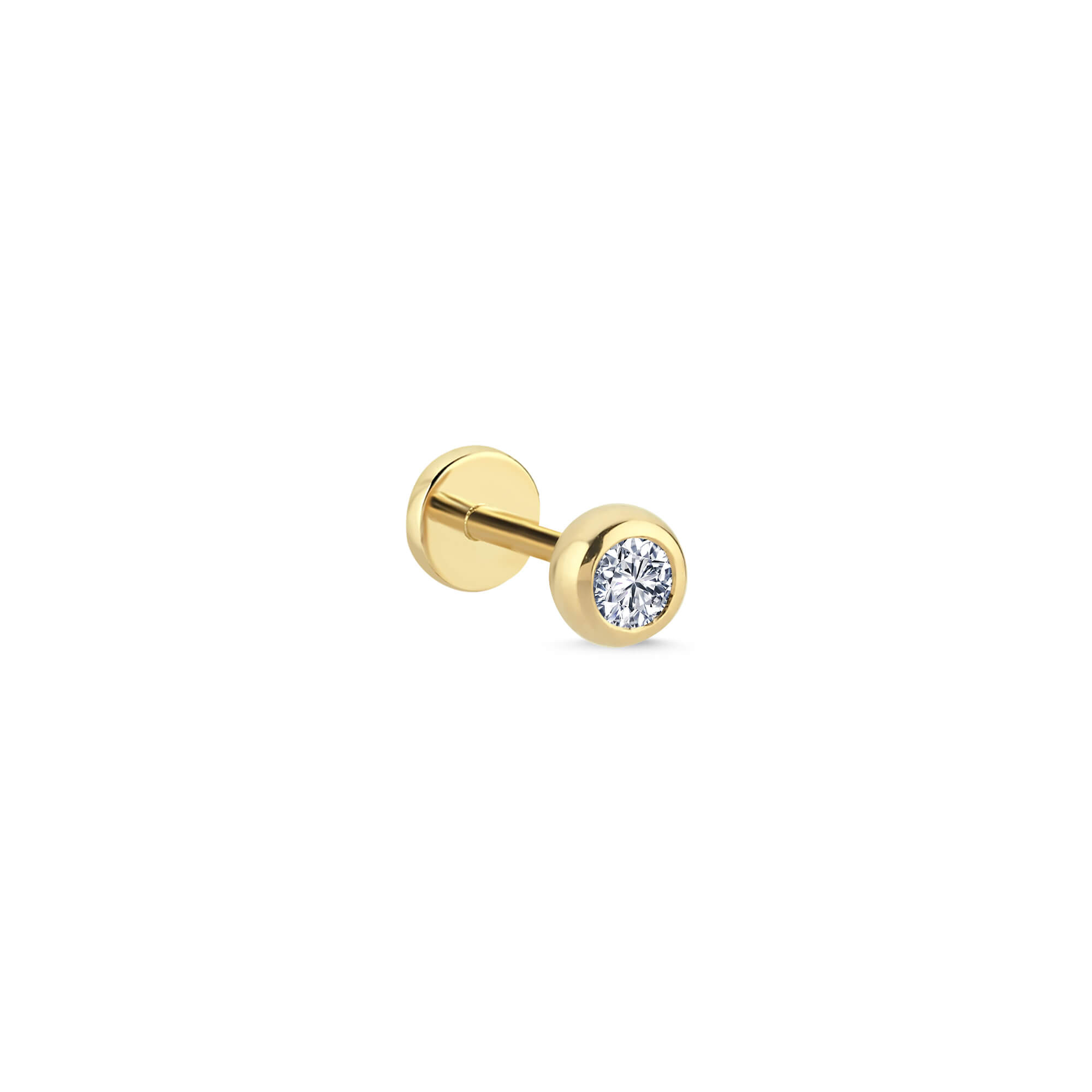 14 Ayar Altın 0.10 Karat Pırlanta Tektaş Tragus Piercing Küpe