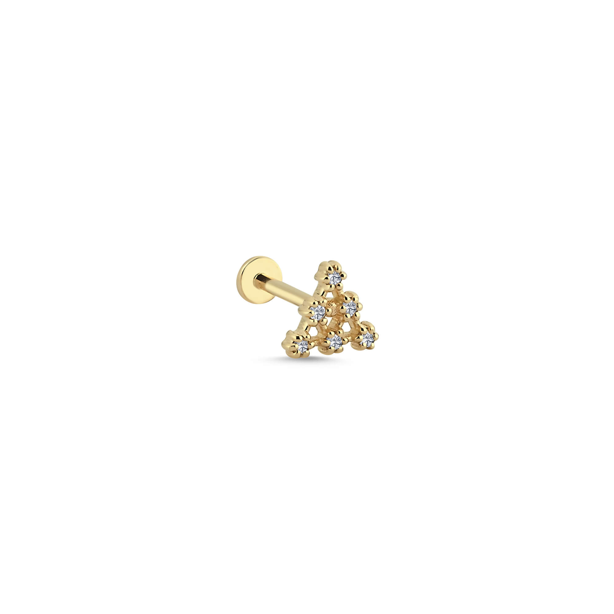14 Ayar Altın Pırlanta Üçgen Tragus Piercing Küpe