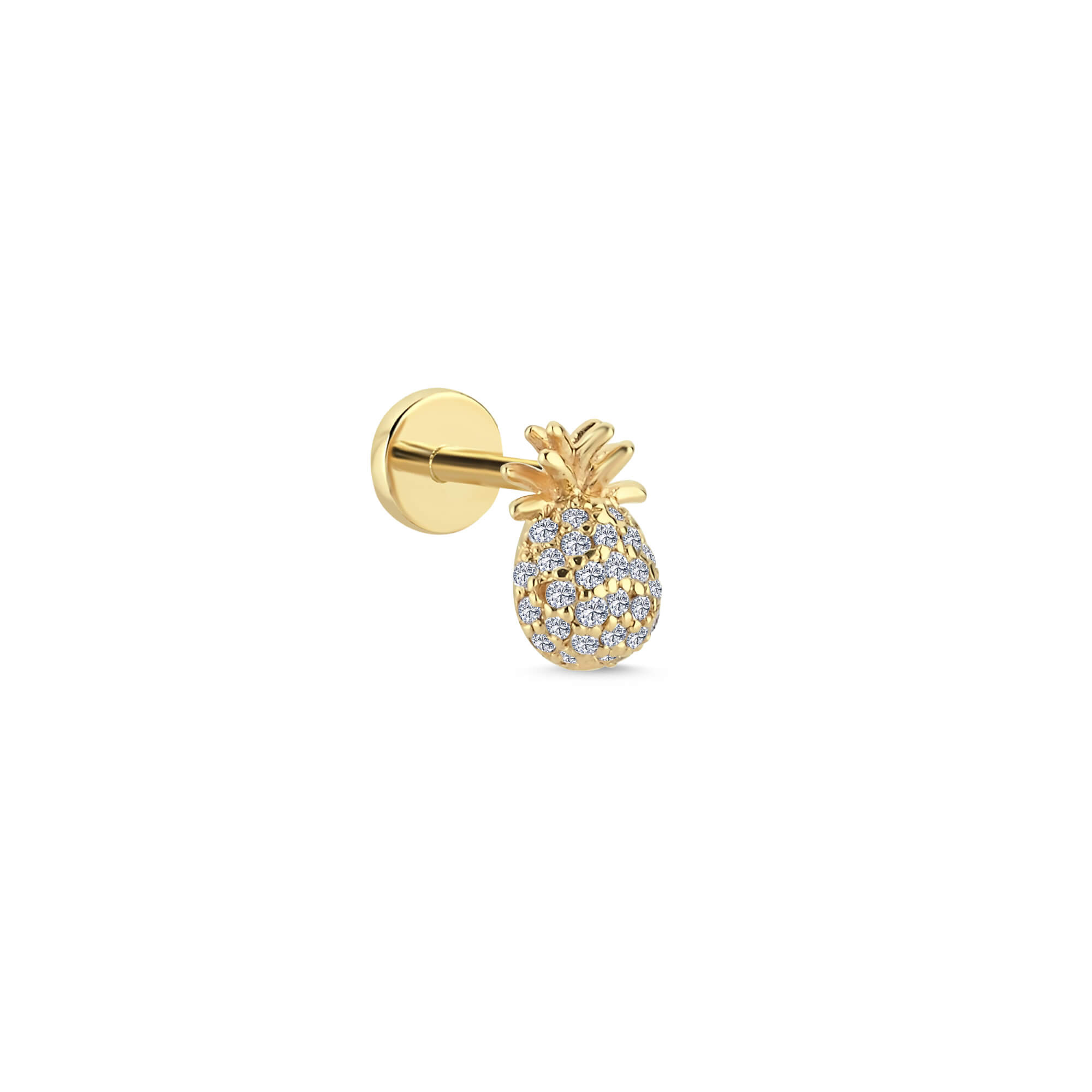 14 Ayar Altın Pırlanta Ananas Tragus Piercing Küpe