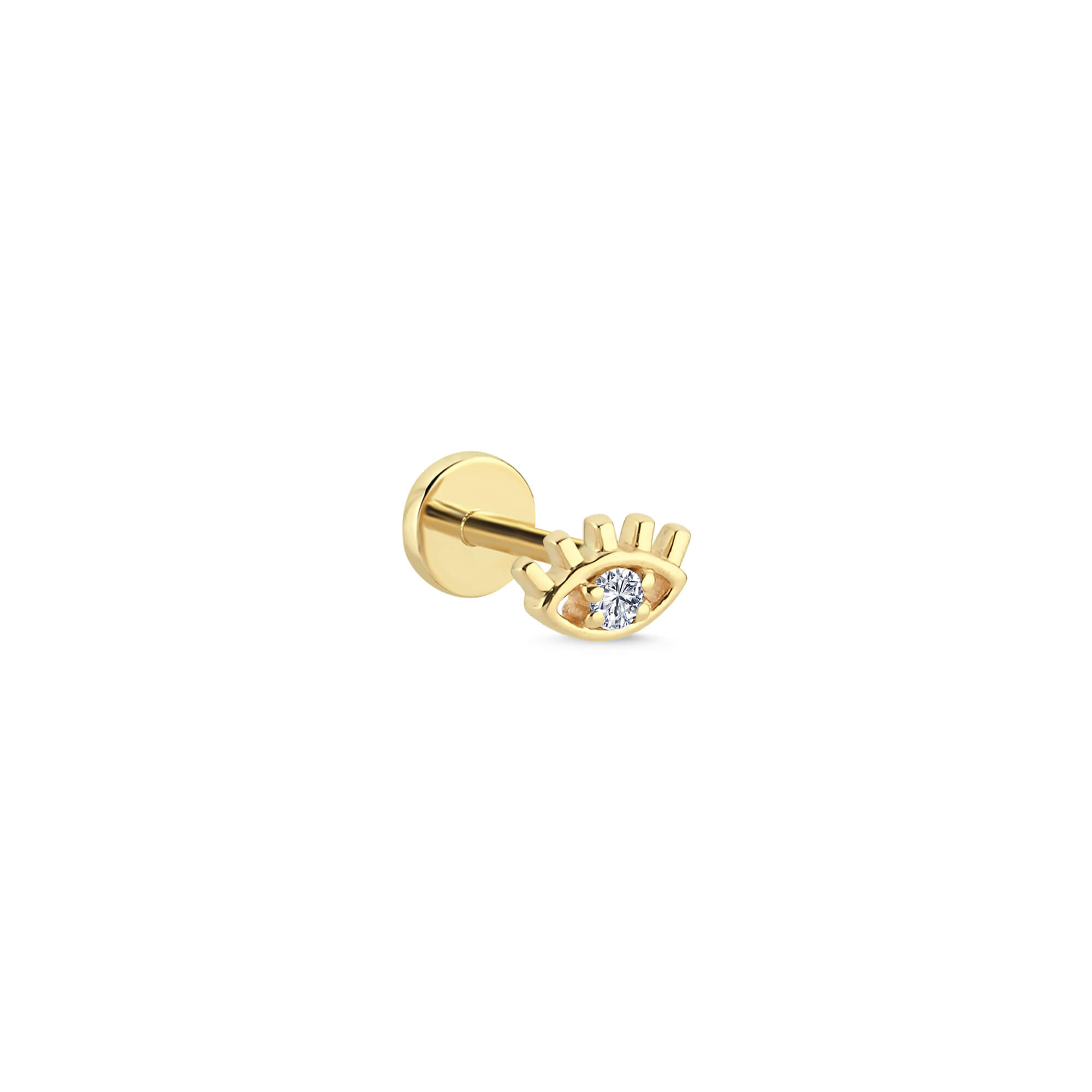 14 Ayar Altın Pırlanta Göz Tragus Piercing Küpe