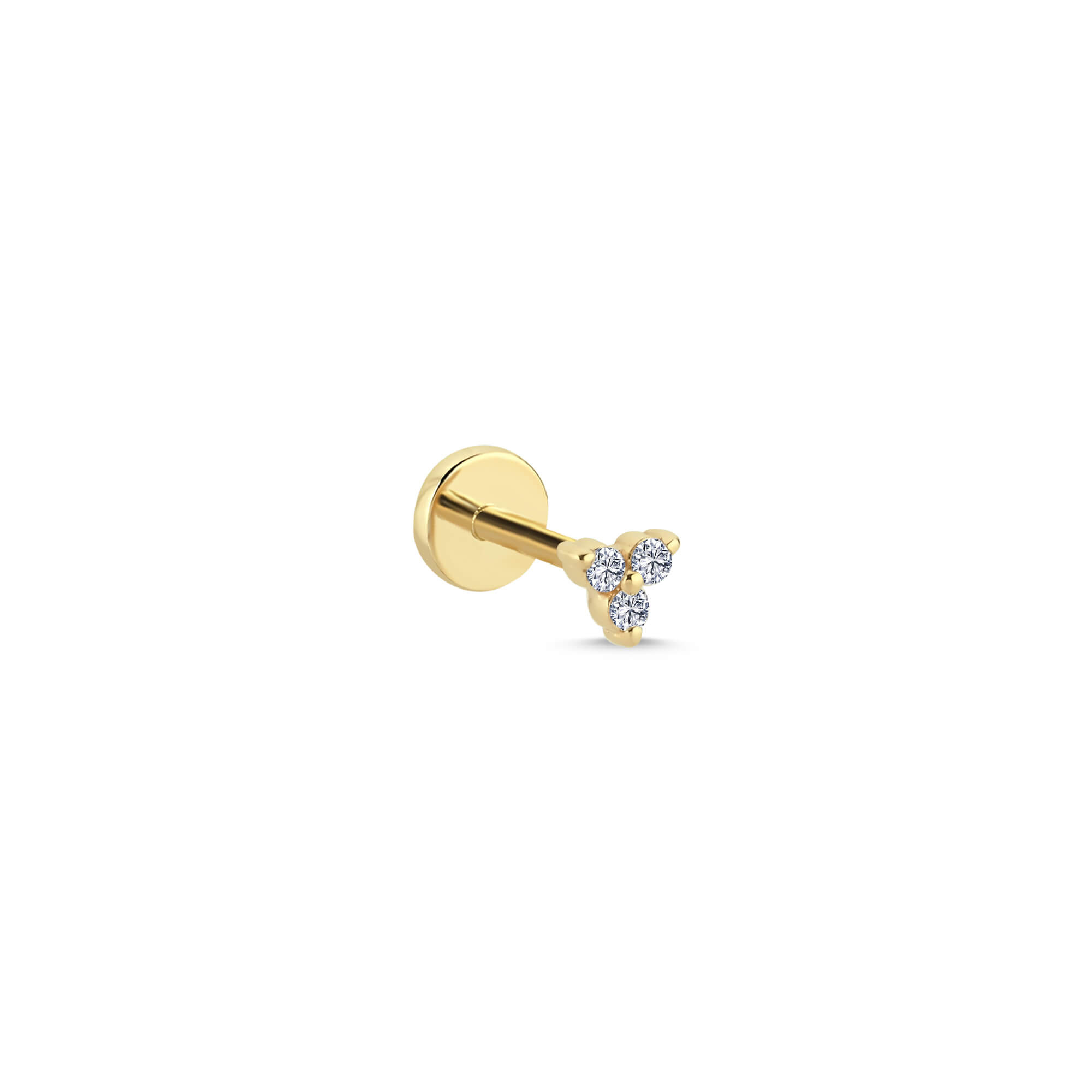 14 Ayar Altın Pırlanta Tria Tragus Piercing Küpe