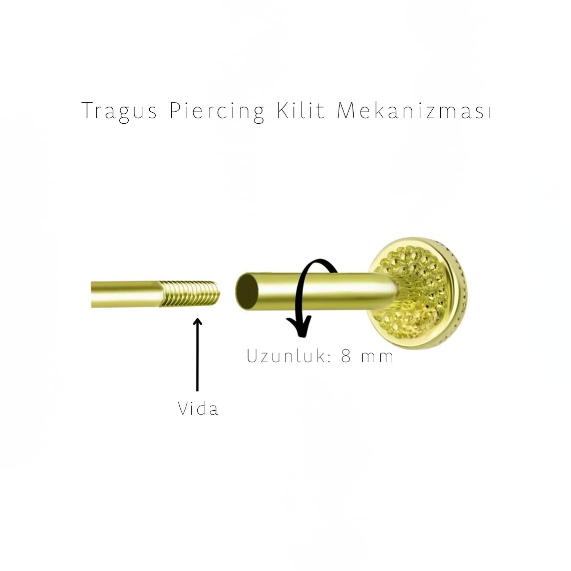 14 Ayar Altın Pırlanta ÜzümTragus Piercing Küpe
