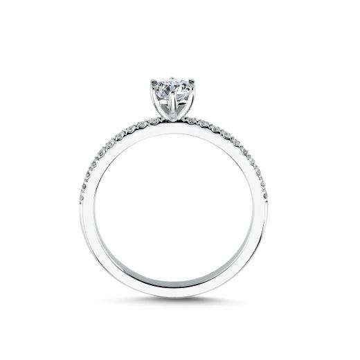 0.46 ct D - VS Pırlanta Yan Taşlı Altı Tırnak Tektaş Yüzük | GIA hover