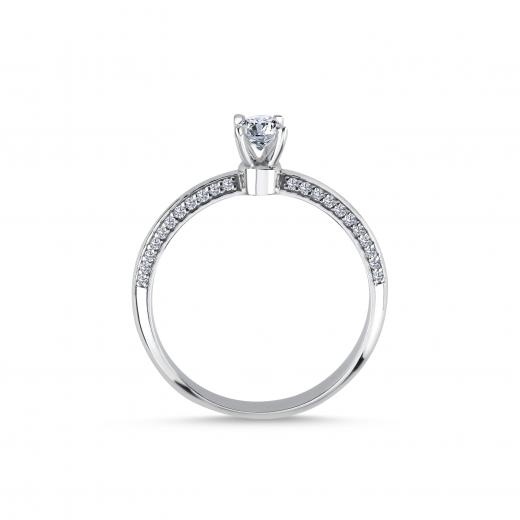 0.46 ct Oval Pırlanta Yan Taşlı Zarif Tektaş Yüzük | E Renk| HRD hover