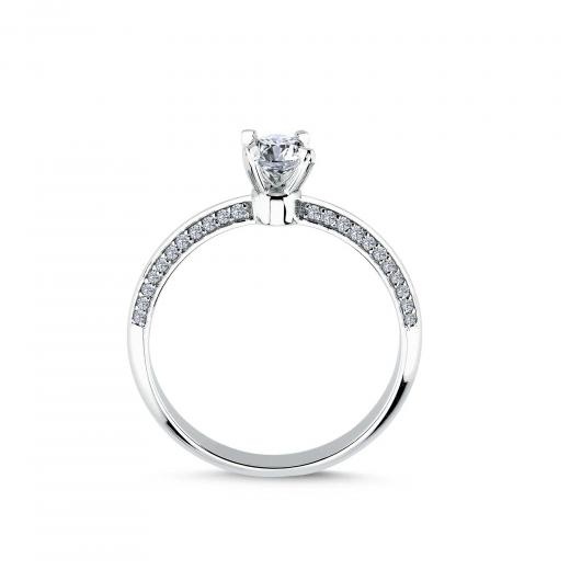 0.66 ct Oval Pırlanta Yan Taşlı Zarif Tektaş Yüzük | E Renk | HRD hover