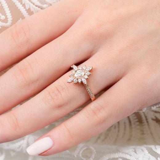 0.72 Karat Oval ve Markiz Pırlanta Vintage Yüzük hover
