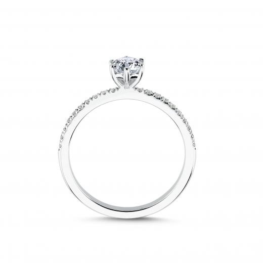 0.56 ct Pırlanta Yan Taşlı Altı Tırnak Tektaş Yüzük | D Renk HRD hover