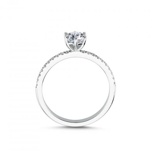 0.76 ct Pırlanta Yan Taşlı Altı Tırnak Tektaş Yüzük | D Renk HRD hover