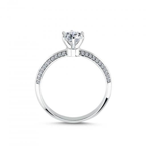 0.86 ct Pırlanta Yan Taşlı 6 Tırnak Tektaş Yüzük | D Renk | HRD hover