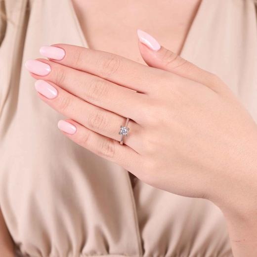 0.40 Karat Pırlanta Basık Tırnak Tektaş Yüzük | D Renk | HRD hover