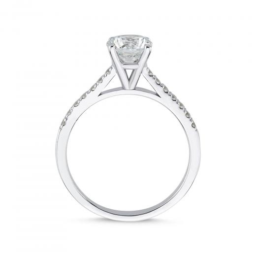 1.16 ct Pırlanta Yan Taşlı İnce Tırnak Tektaş Yüzük | G Renk HRD hover