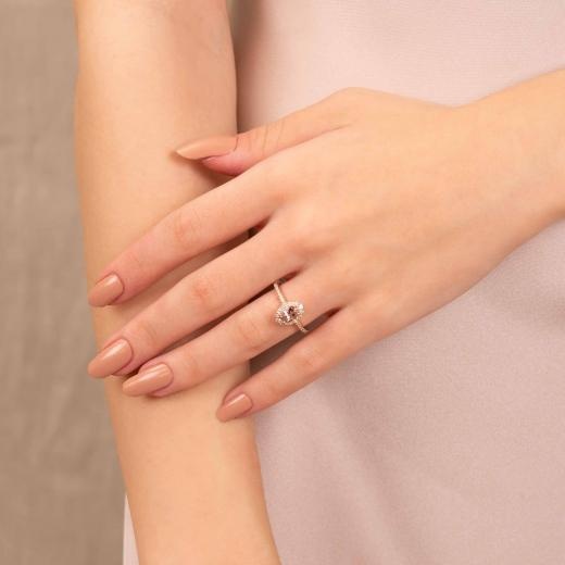 Oval Morganite ve Pırlanta Vintage Yüzük hover